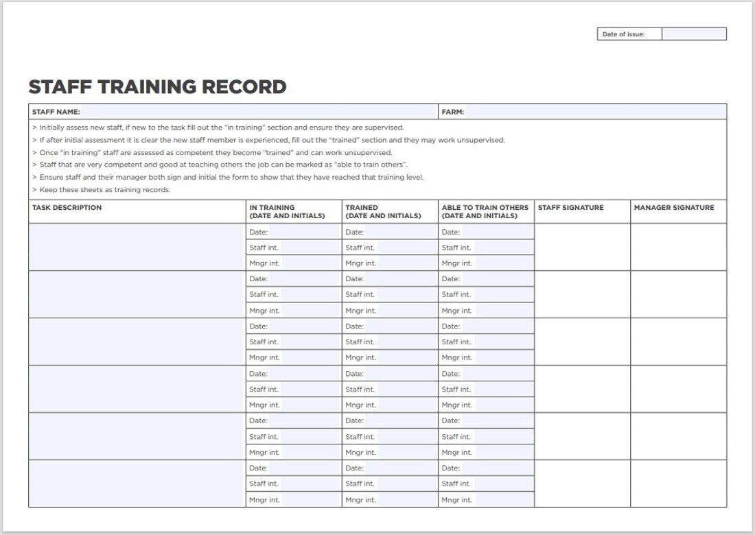 Staff Training Record Template Image