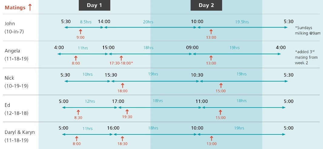 Milking And Mating Times