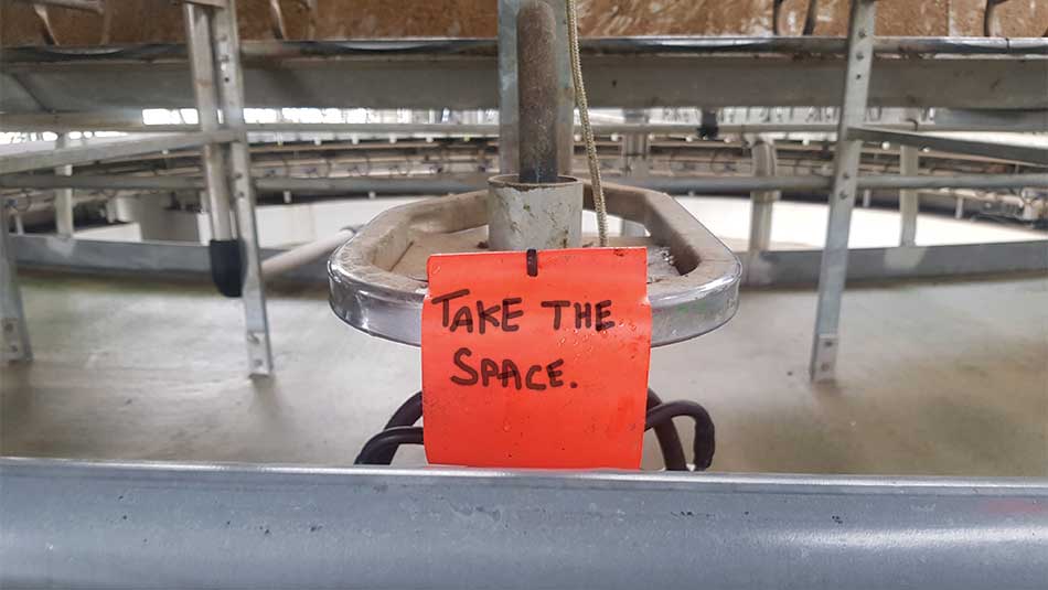 Flag on rotary to inform staff to move the backing gate